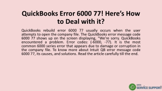 QuickBooks Error 6000 77! Here’s How to Deal with it?
