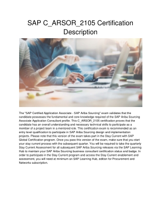 SAP C_ARSOR_2105 Certification Description