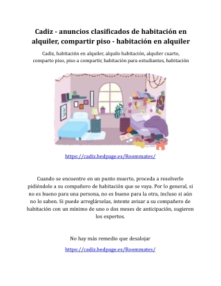 Cadiz - anuncios clasificados de habitación en alquiler, compartir piso - habitación en alquiler