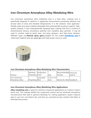 Iron Chromium Amorphous Alloy Metalizing Wire-converted