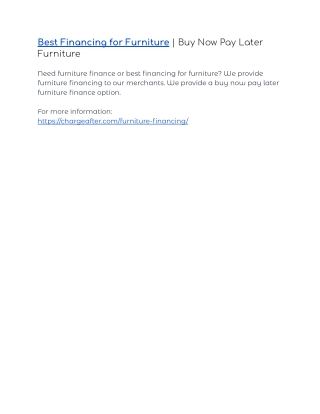 Best Financing for Furniture | Buy Now Pay Later Furniture
