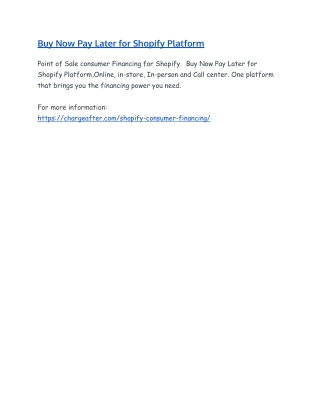 Buy Now Pay Later for Shopify Platform
