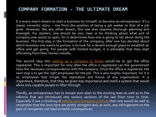 Company Formation - The Ultimate Dream