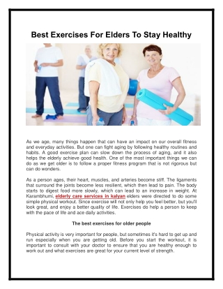 Healthiest Exercises for Senior