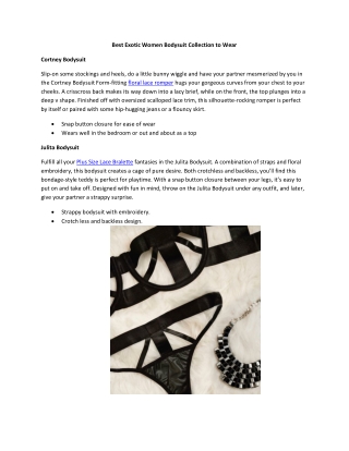 Best Exotic Women Bodysuit Collection to wear