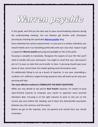 Warren psychic