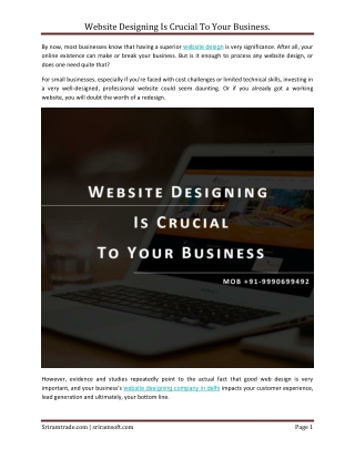 Website Designing Is Crucial To Your Business