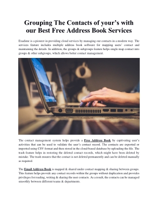 Grouping The Contacts of your’s with our Best Free Address Book Services