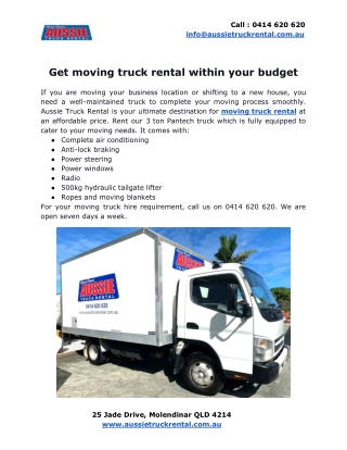 Get moving truck rental within your budget