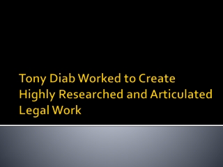 Tony Diab Worked to Create Highly Researched and Articulated Legal Work