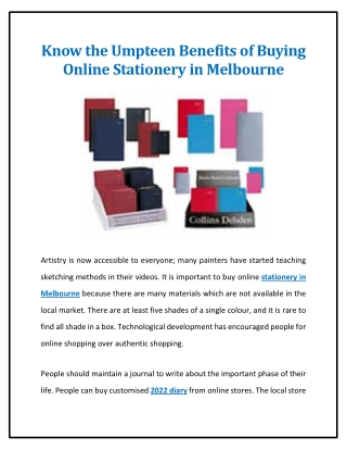 Know the Umpteen Benefits of Buying Online Stationery in Melbourne