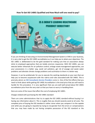 How To Get ISO 14001 Qualified and How Much will one need to pay.docx