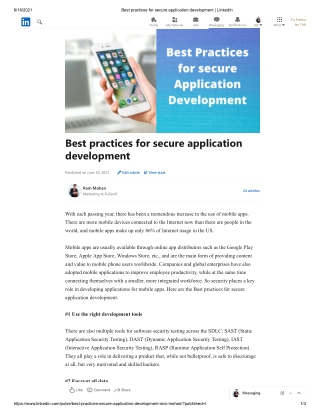 Best practices for secure application development