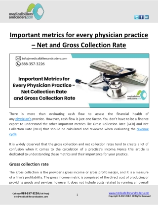 Important metrics for every physician practice – Net and Gross Collection Rate