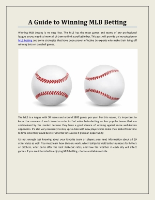 A Guide to Winning MLB Betting