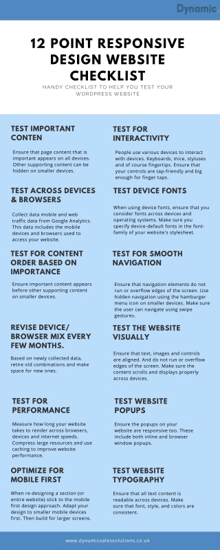 12 POINT RESPONSIVE DESIGN WEBSITE CHECKLIST