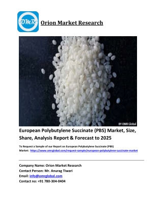 European Polybutylene Succinate (PBS) Market Trends, Size, Competitive Analysis