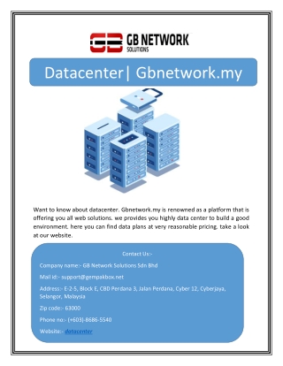 Datacenter| Gbnetwork.my