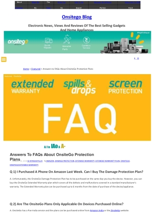 Answers To FAQs About OnsiteGo Protection Plans