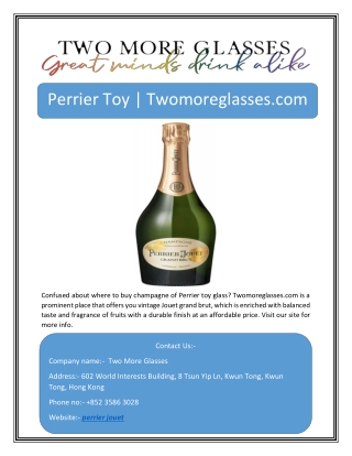Perrier Toy | Twomoreglasses.com