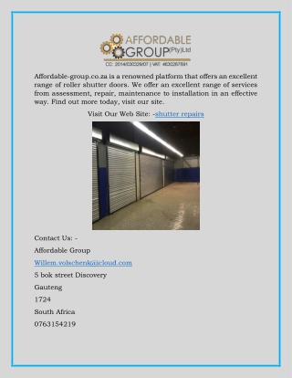 Shutter Repairs | Affordable-group.co.za