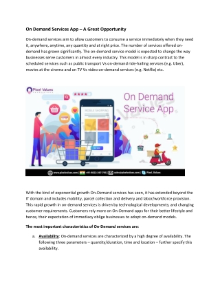On Demand Services App-Pixel Values Technolabs