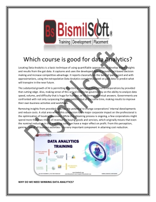 Which course is good for data Analytics