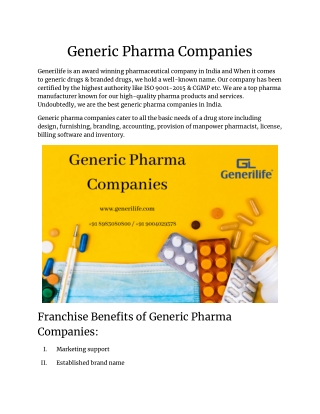 Generic Pharma Companies