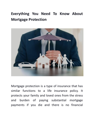 Everything You Need To Know About Mortgage Protection