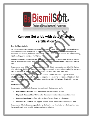 Can you Get a job with data Analytics certification