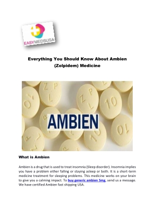 Everything You Should Know About Ambien (Zolpidem) Medicine