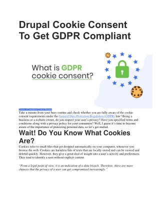 Drupal Cookie Consent To Get GDPR Compliant