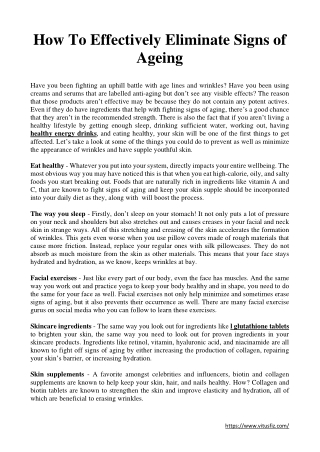 How To Effectively Eliminate Signs of Ageing