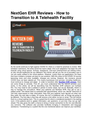 NextGen EHR Reviews - How to Transition to A Telehealth Facility
