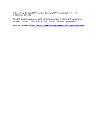 IT Consulting Services | IT Consulting Company | IT Consultancy Services
