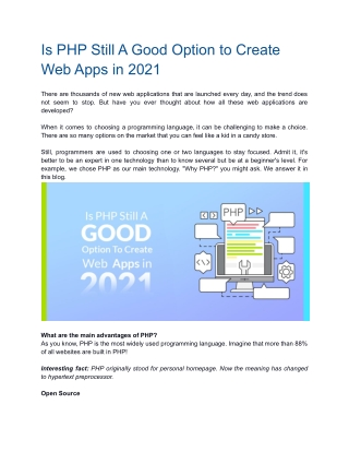 Is PHP Still A Good Option to Create Web Apps in 2021