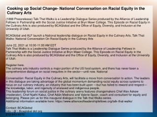 Cooking up Social Change- National Conversation on Racial Equity in the Culinary