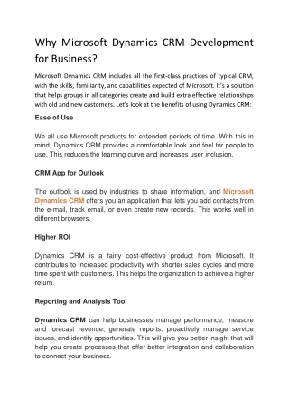 Why Microsoft Dynamics CRM Development for Business