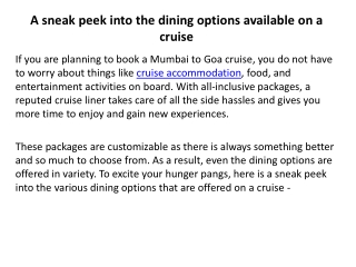 A sneak peek into the dining options available on a cruise