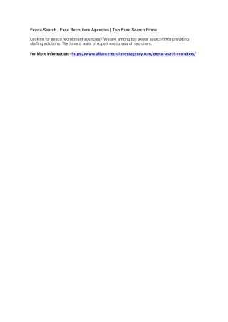Execu Search | Exec Recruiters Agencies | Top Exec Search Firms