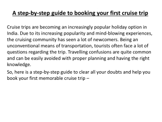 A step by step guide to booking your first cruise trip