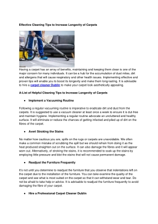 Effective Cleaning Tips to Increase Longevity of Carpets