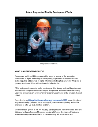 Latest Augmented Reality Development Tools