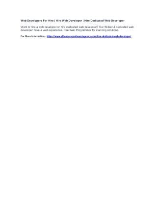 Web Developers For Hire | Hire Web Developer | Hire Dedicated Web Developer