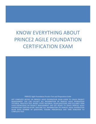 Know Everything About PRINCE2 Agile Foundation Certification Exam