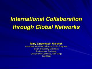 International Collaboration through Global Networks