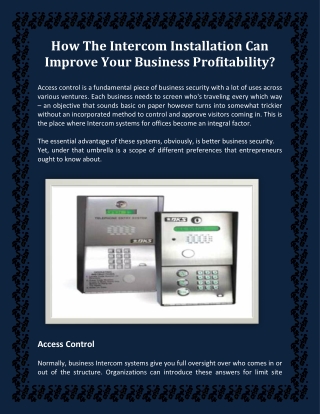 How The Intercom Installation Can Improve Your Business Profitability?