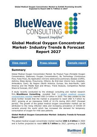 Global Medical Oxygen Concentrator Market