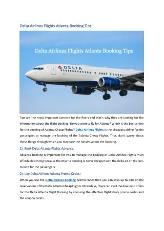 Delta Airlines Flights Atlanta Booking Tips