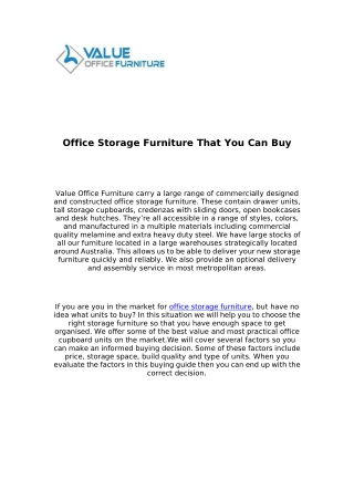Office Storage Furniture That You Can Buy